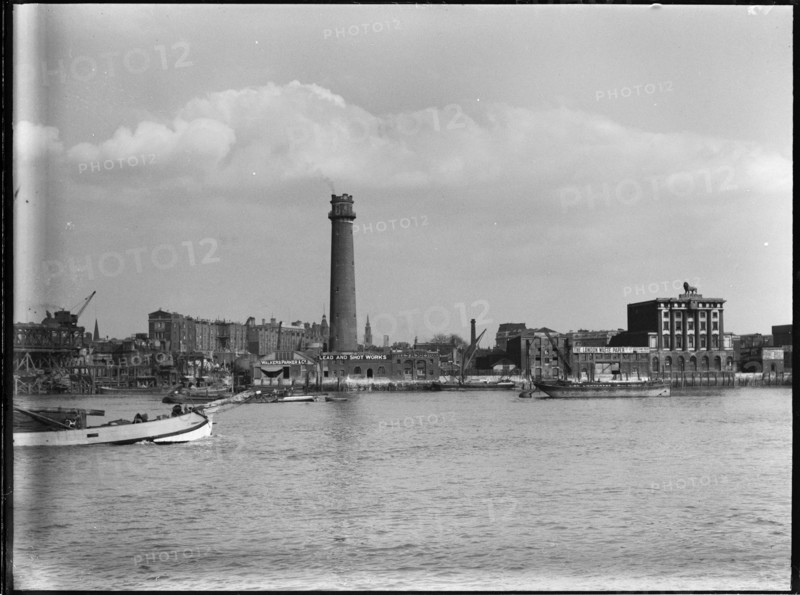 Shot Tower and Lead Works, Belvedere Road, Lambeth, Greater London Authority, 1936. Creator: Charles William  Prickett.