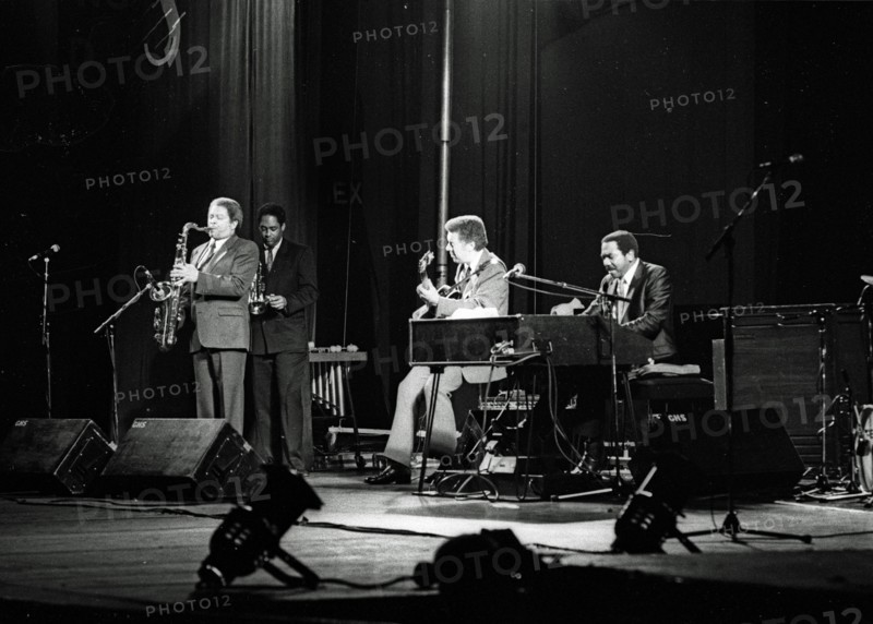 Kenny Burrell, Jon Faddis, Frank Foster, Jimmy Smith, Philip Morris Jazz Festival, London, Nov 1985. Creator: Brian O'Connor.