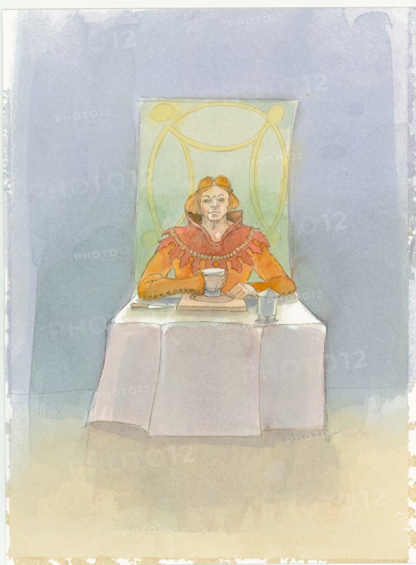 A medieval lord sat at a table, 2004. Creator: Judith Dobie.
