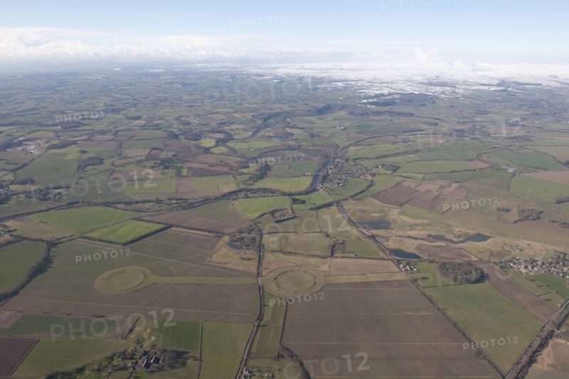 Thornborough henges and Centre Hill round barrow, North Yorkshire, 2015. Creator: Historic England.