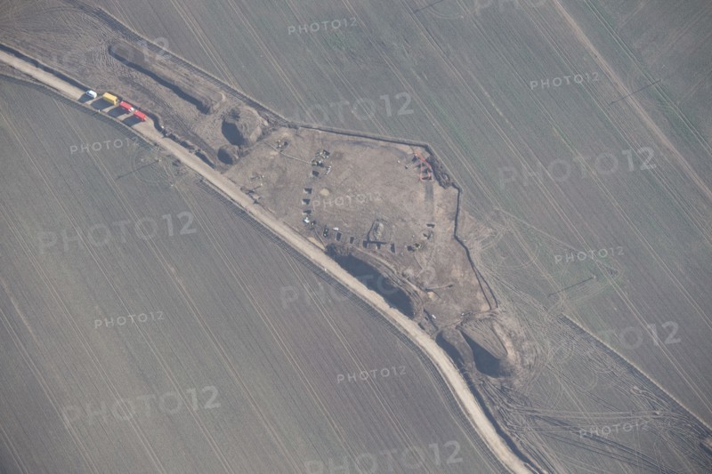 Archaeological excavation of an Iron Age/Roman ditched enclosure, North Yorkshire,  2015. Creator: Historic England.