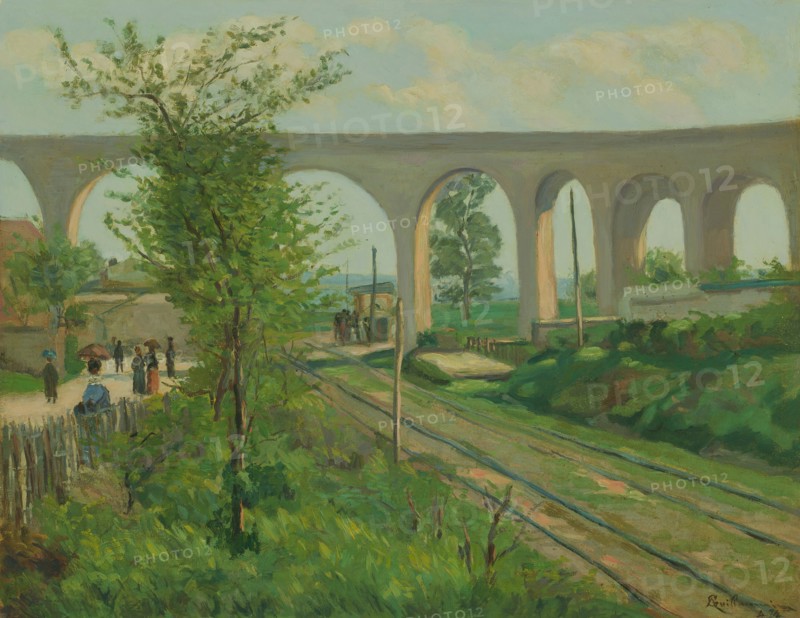 The Arcueil Aqueduct at Sceaux Railroad Crossing, 1874. Creator: Armand Guillaumin.