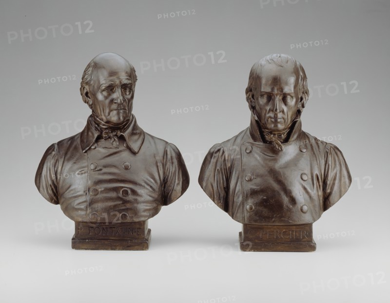 Busts of Pierre François Leonard Fontaine and Charles Percier, 1839. Creator: Louis Petitot.