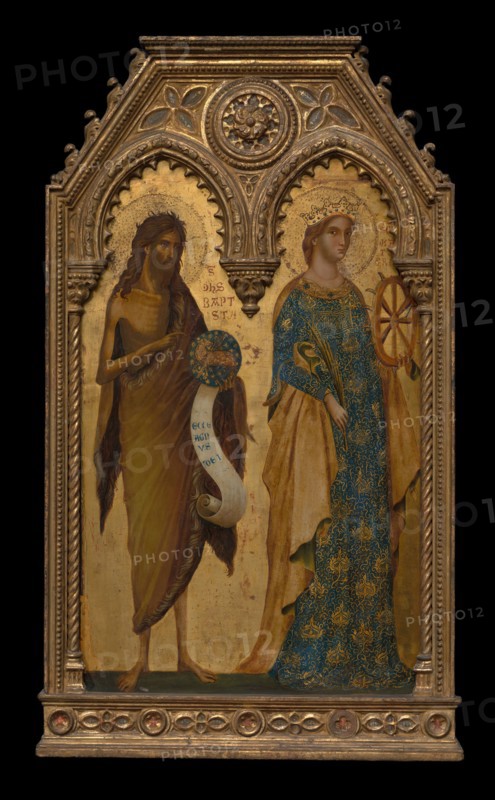 Saints John the Baptist and Catherine of Alexandria, About 1350. Creators: Paolo Veneziano, Workshop of Paolo Veneziano.