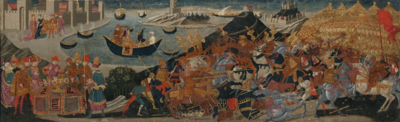 The Battle of Pharsalus and the Death of Pompey, 1455/60. Creators: Workshop of Apollonio di Giovanni, Workshop of Marco del Buono Giamberti.