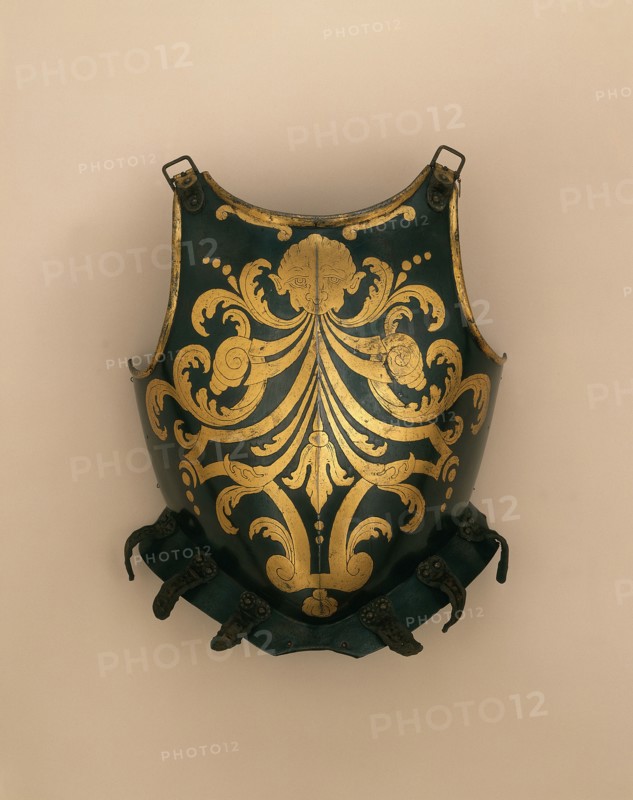Cuirass and Pauldrons for a Papal Swiss Guard, Brescia, 1590; decoration 1623/44. Creator: Unknown.