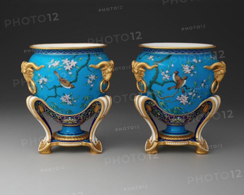 Pair of Jardinieres, Stoke-on-Trent, 1874. Creator: Minton.