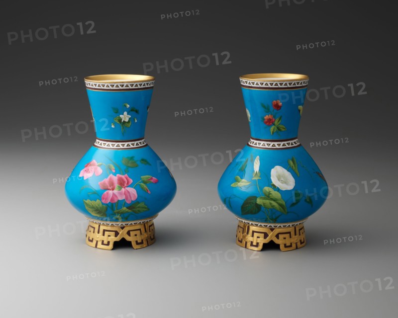 Pair of Vases, Stoke-on-Trent, c. 1870. Creator: Christopher Dresser.