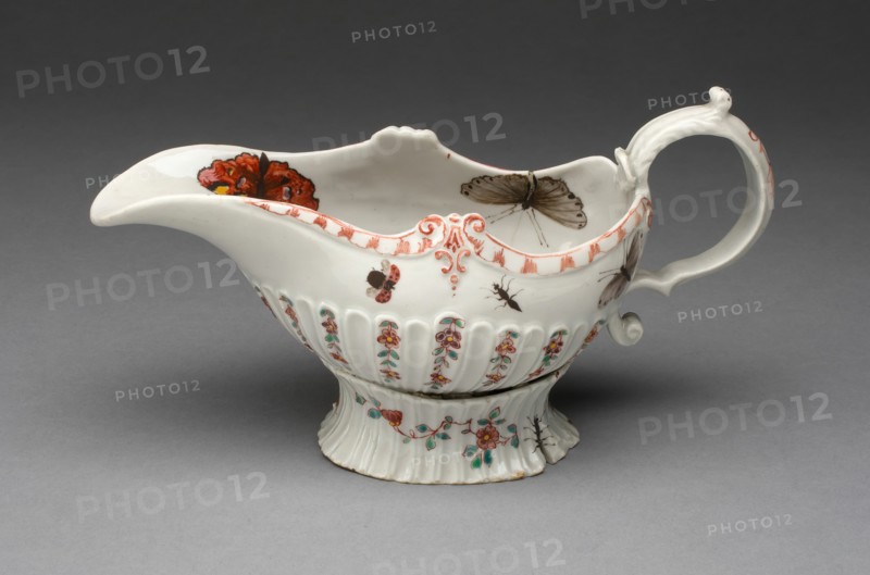 Sauceboat, Lambeth, c. 1755. Creator: Vauxhall Porcelain Factory.