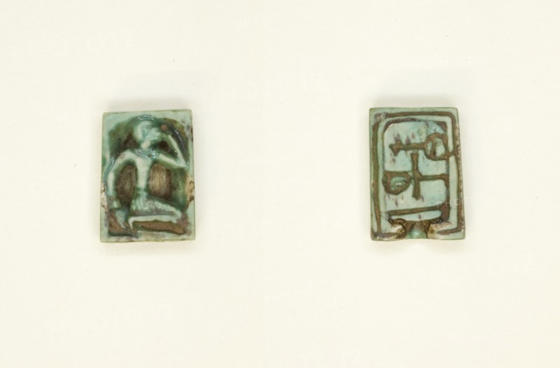 Plaque: Man with Hand to Head/Nefer, Ankh, Nb, Egypt, New Kingdom, Dynasties 18-19 (abt 1550... Creator: Unknown.