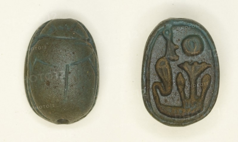 Scarab: Uraeus with Lotus, Egypt, New Kingdom, Dynasties 18-20 (about 1550-1068 BCE). Creator: Unknown.
