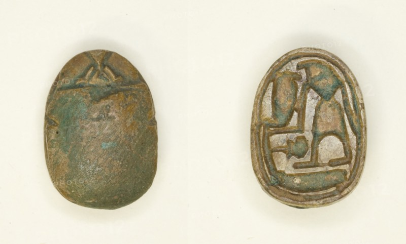 Scarab: Falcon-Headed Deity with Cobra, Egypt, Second Intermediate Period-New Kingdom... Creator: Unknown.
