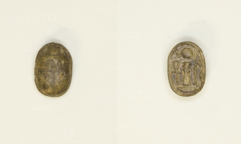 Scarab: Hieroglyphs (wAs-sign, Dd-sign, anx-sign), Egypt, New Kingdom, Dynasties 18-20 (abt 1550... Creator: Unknown.