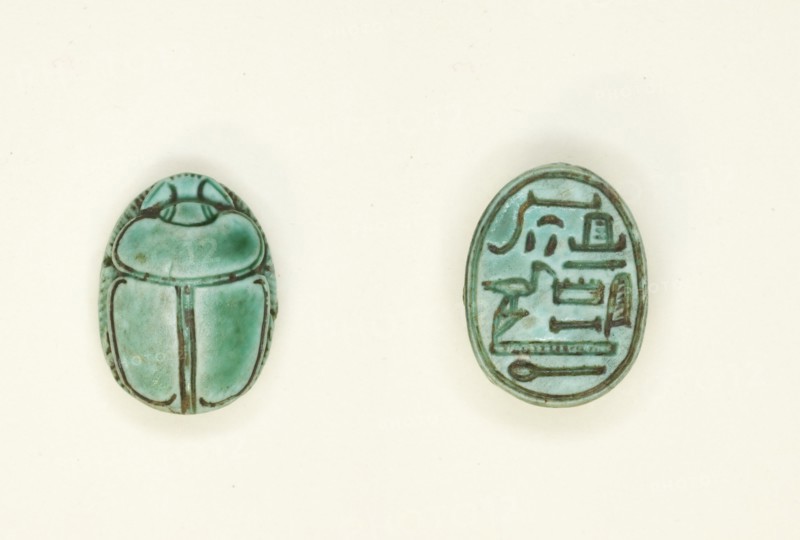 Scarab: Title (Overseer of the Granary) and Name (Djehuty), Egypt, Second Intermediate Period-New... Creator: Unknown.