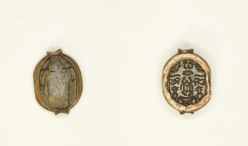 Scarab: Scarab Beetle with Hieroglyphs (wedjat eyes, nfr-signs, nbw-sign), Egypt, First Intermediate Creator: Unknown.
