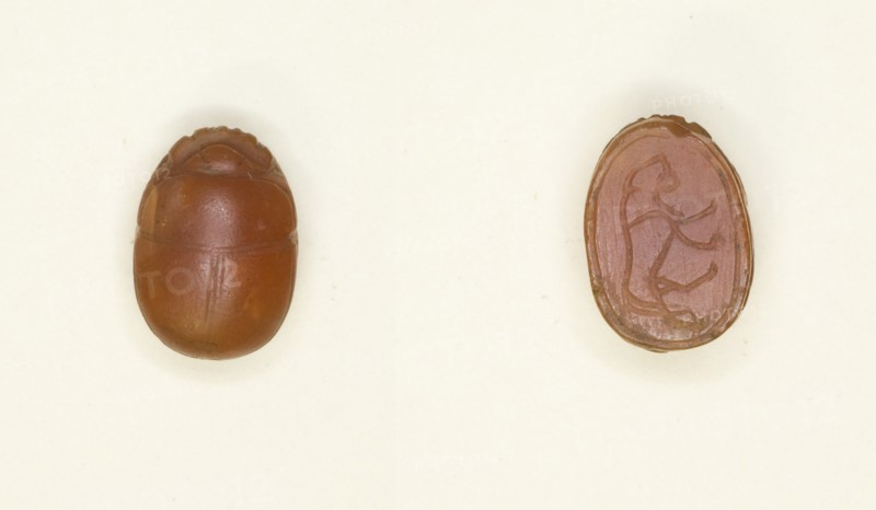 Scarab: Striding Lion Motif, Egypt, New Kingdom, Dynasties 18 (about 1550-1295 BCE). Creator: Unknown.