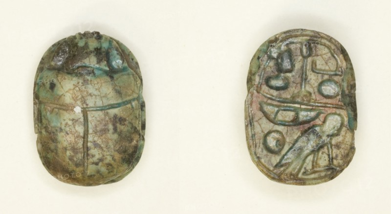 Scarab: Hieroglyphs, Egypt, New Kingdom-Late Period, Dynasties 18-26 (about 1550-525 BCE). Creator: Unknown.
