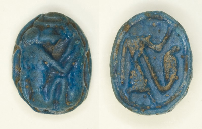 Scaraboid: Thoth as a Baboon with Lunar Crescent, Egypt, New Kingdom, Dynasties 19-20... Creator: Unknown.