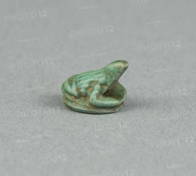 Scaraboid of a Frog; Ankh Sign on Underside, Egypt, New Kingdom, Dynasty 18 (about 1550-1295 BCE). Creator: Unknown.