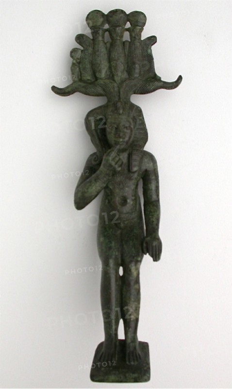 Statuette of the God Horus as a Child (Harpokrates), Egypt, Late Period-early Ptolemaic Period (7th- Creator: Unknown.