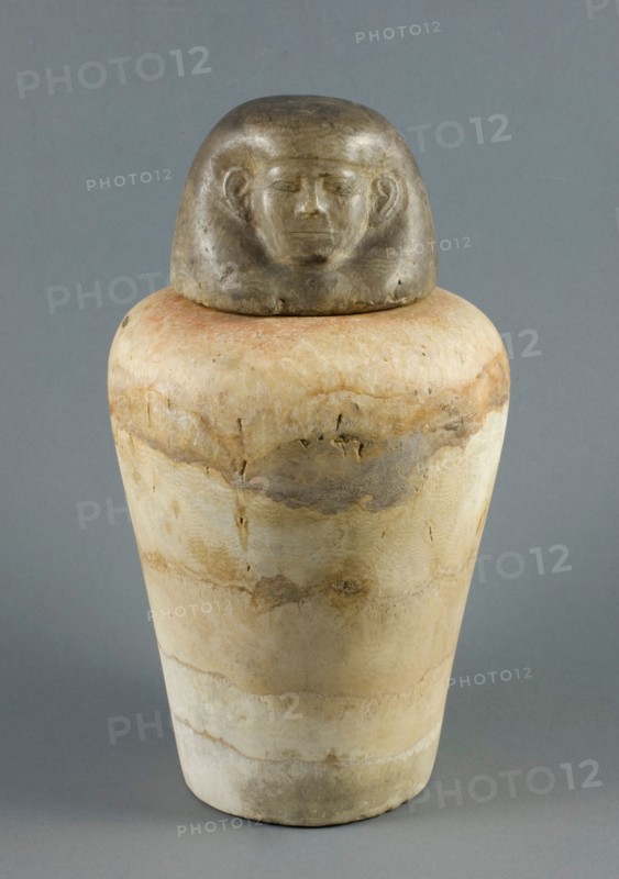 Canopic Jar with Human Head Lid, Egypt, Middle Kingdom, Dynasty 12 (about 1985-1773 BCE). Creator: Unknown.