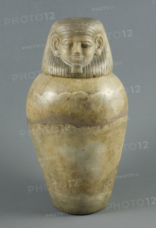 Canopic Jar with Human Head Lid, Egypt, Middle Kingdom, Dynasty 12 (about 1985-1773 BCE). Creator: Unknown.