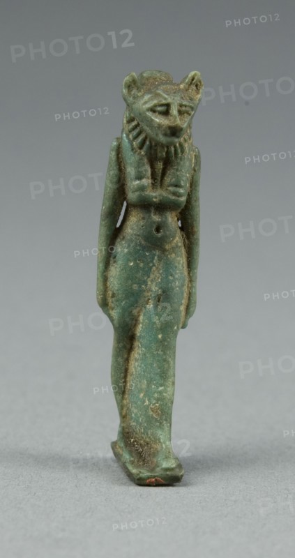 Amulet of a Lion-headed Walking Goddess, possibly Bastet, Egypt, Third Intermediate Period... Creator: Unknown.