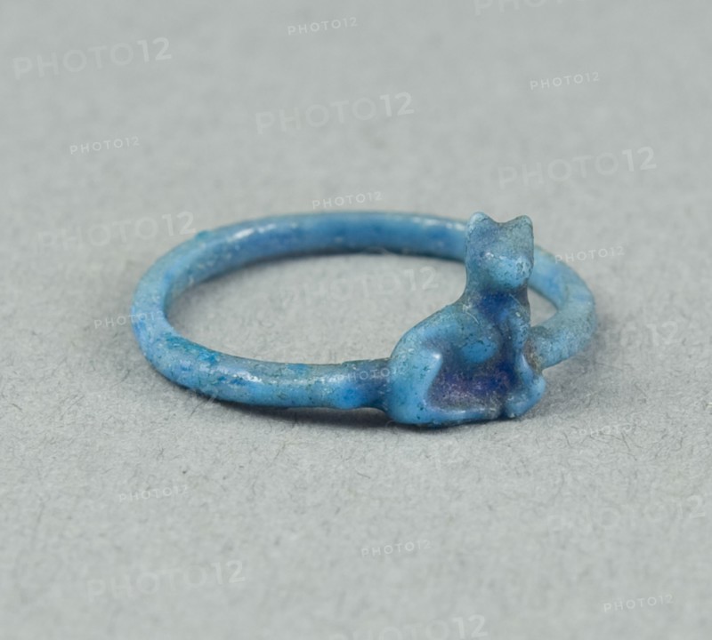 Ring: Figure of Seated Cat, Egypt, New Kingdom, Dynasty 18 (about 1390 BCE). Creator: Unknown.