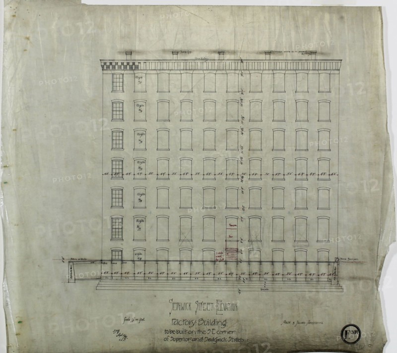 Brunswick Balke and Collender Company Factory Building, Chicago, Illinois, Elevation, 1891. Creator: Adler & Sullivan.