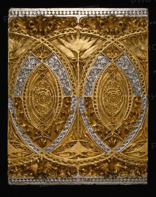 Schiller Theatre Building, Chicago, Illinois: Banquet Room Frieze Panel (Restored), c. 1891/93. Creator: Adler & Sullivan.