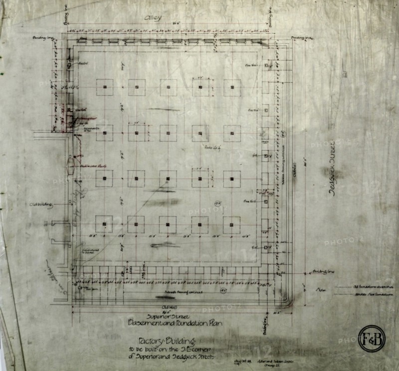 Brunswick Balke Collender Company Factory Building, Chicago, Illinois, Foundation Plan..., 1891. Creator: Adler & Sullivan.