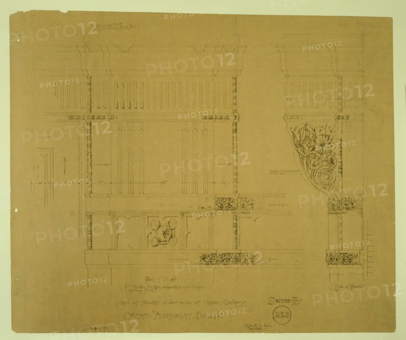 Auditorium Building, Chicago, Illinois, Ornamental Plaster Work, Pilaster Details, c. 1887. Creator: Adler & Sullivan.