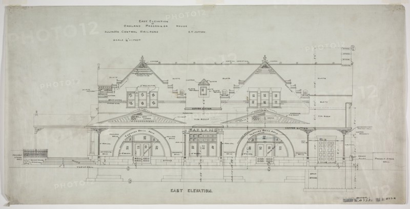 Oakland Avenue Railroad Station, Chicago, Illinois, East Elevation, 1886. Creator: Adler & Sullivan.