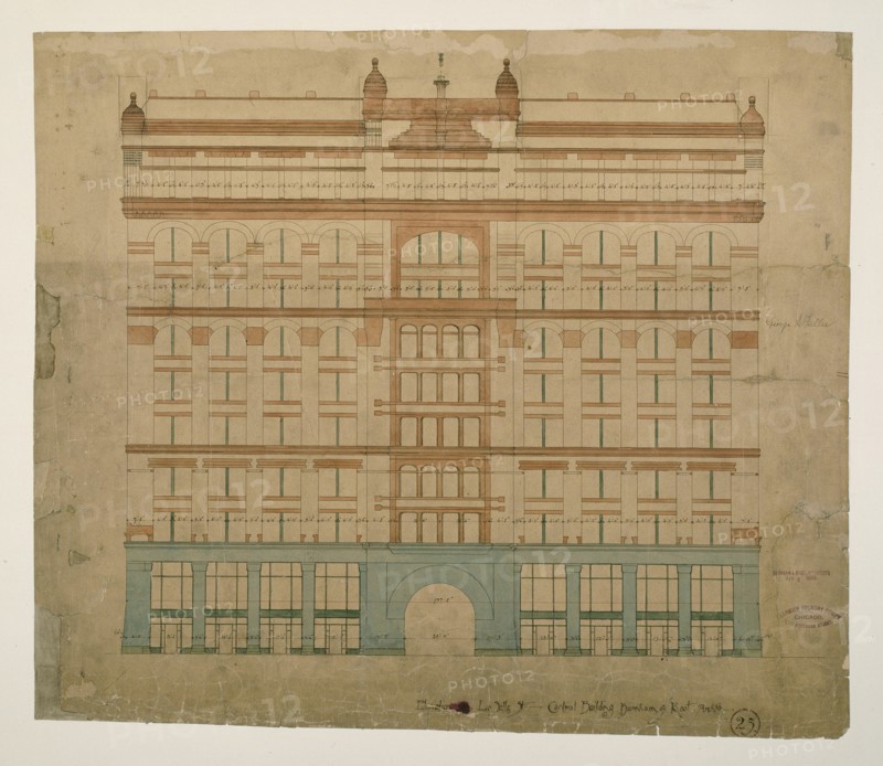 Rookery Building, Chicago, Illinois, LaSalle Street Elevation, 1885/87. Creator: Burnham and Root.