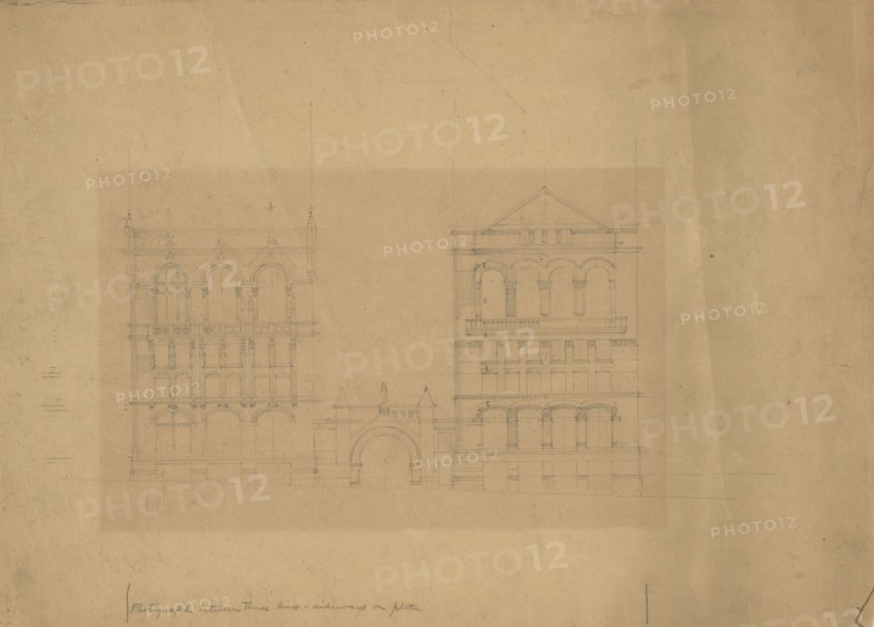 Board of Trade Building, Kansas City, Missouri, Front Elevation Study, c. 1887. Creator: Burnham and Root.