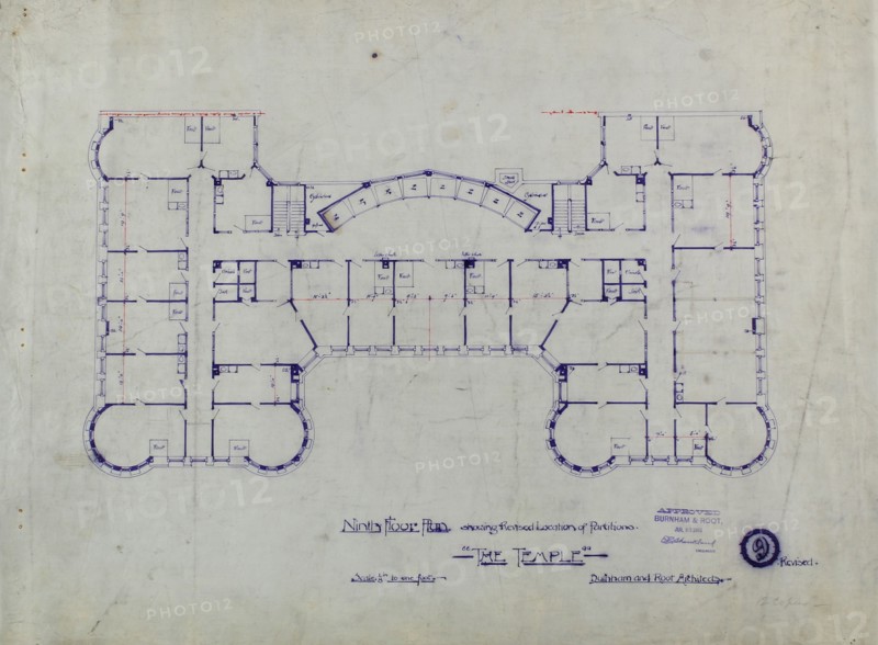 Women's Temple Building, Chicago, Illinois, Ninth Floor Plan, July 23, 1891. Creator: Burnham and Root.