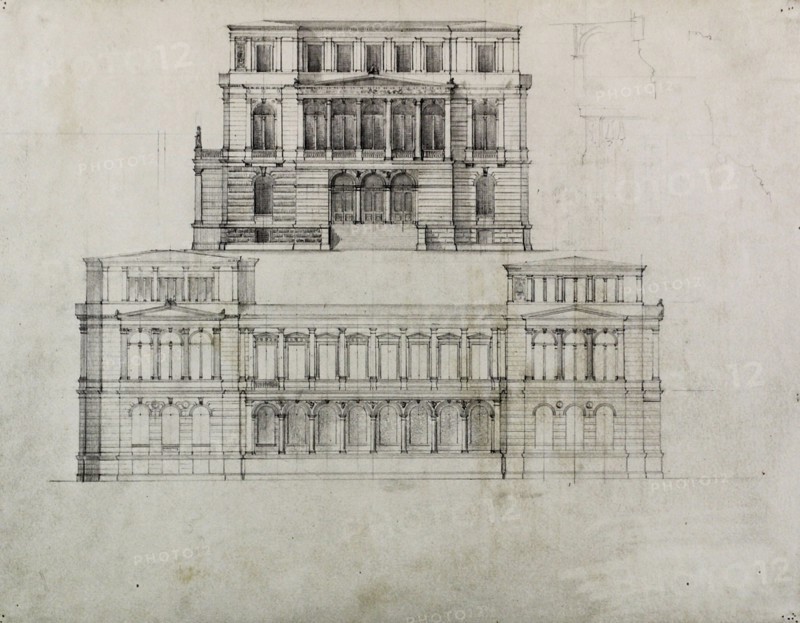 Design Projects, Building Elevation Study, c. 1860-1870. Creator: Carl J Furst.