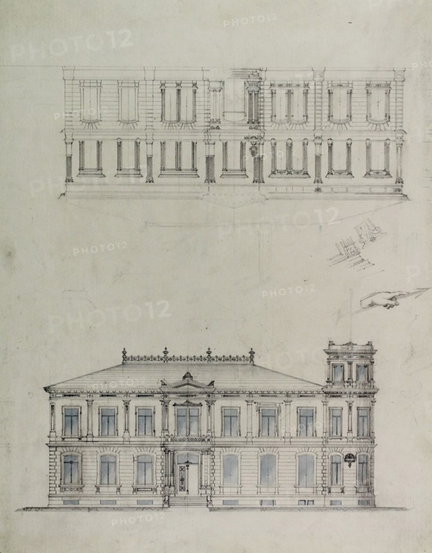 Design Projects, House Elevation Studies, c. 1860-1870. Creator: Carl J Furst.