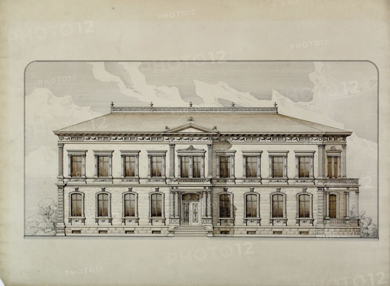 Design Studies, Elevation of a Villa, Presentation Elevation, c. 1870. Creator: Carl J Furst.