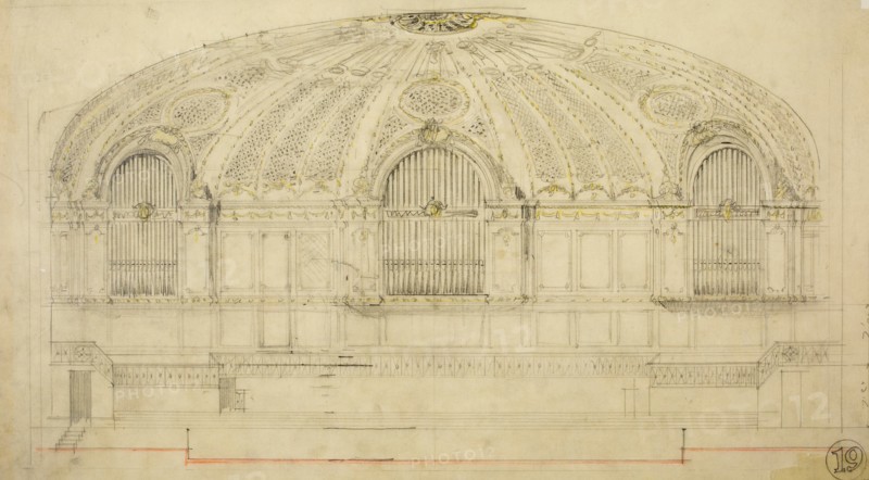 Orchestra Hall, Chicago, Illinois, Section, 1904. Creator: Daniel Burnham.
