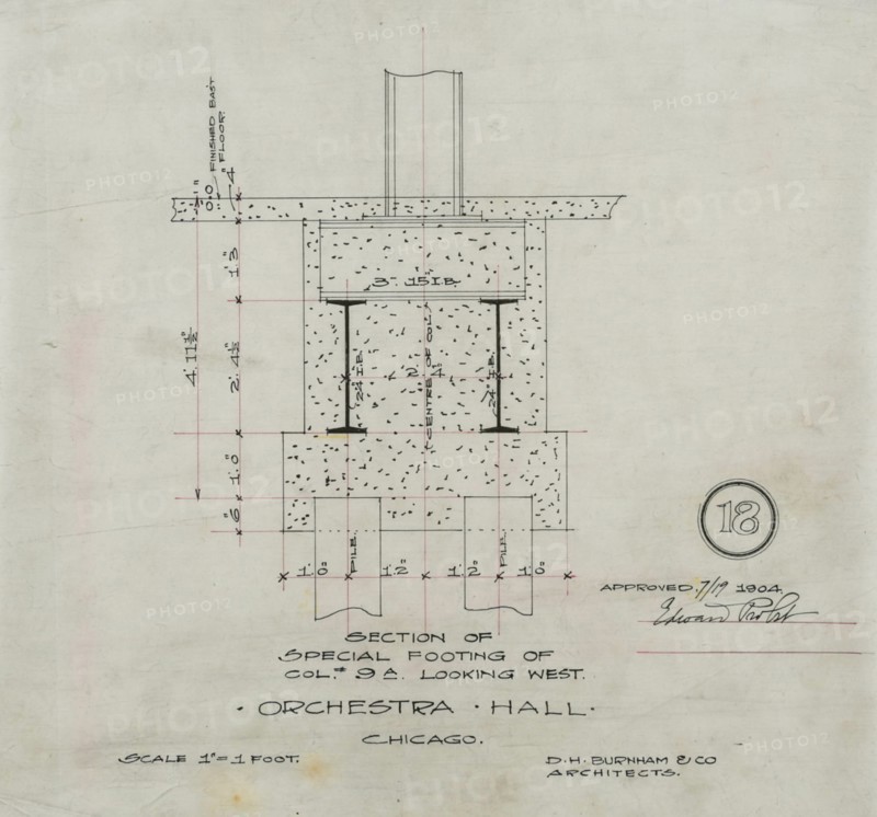 Orchestra Hall, Chicago, Illinois, Detail Drawings, 1905-1907, 1910. Creator: Daniel Burnham.