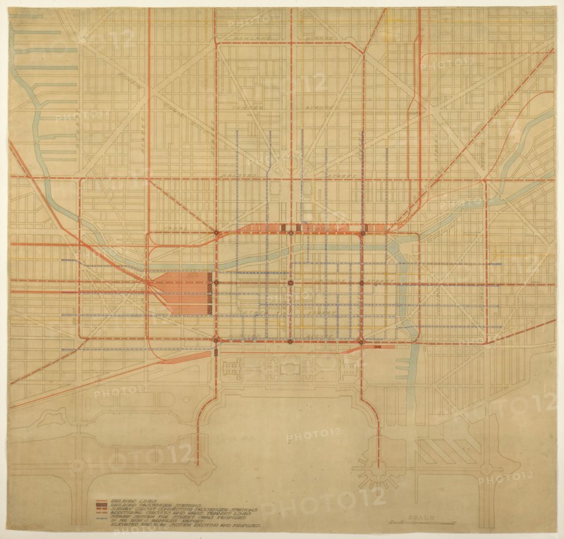 Plate 80 from The Plan of Chicago, 1909: Chicago. Diagram of City Center, Showing the Proposed... Creator: Daniel Burnham.