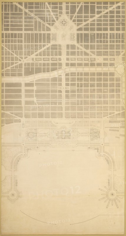 Plate 129 from The Plan of Chicago, 1909: Chicago. The Business Center of the City, Within the... Creator: Daniel Burnham.