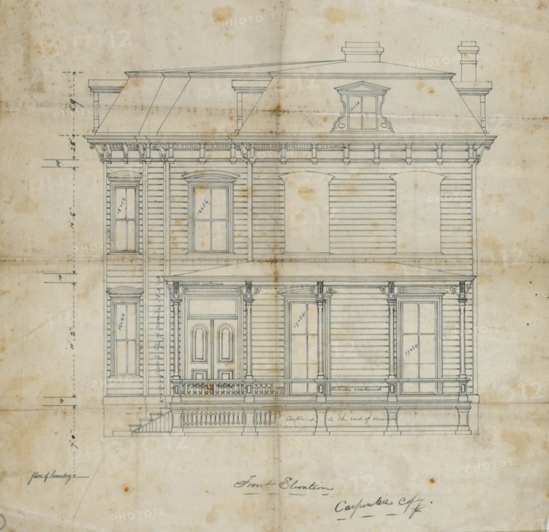 Charles R. Larrabee House, Chicago, Illinois, Front Elevation, c. 1863/64. Creator: Edward Burling.