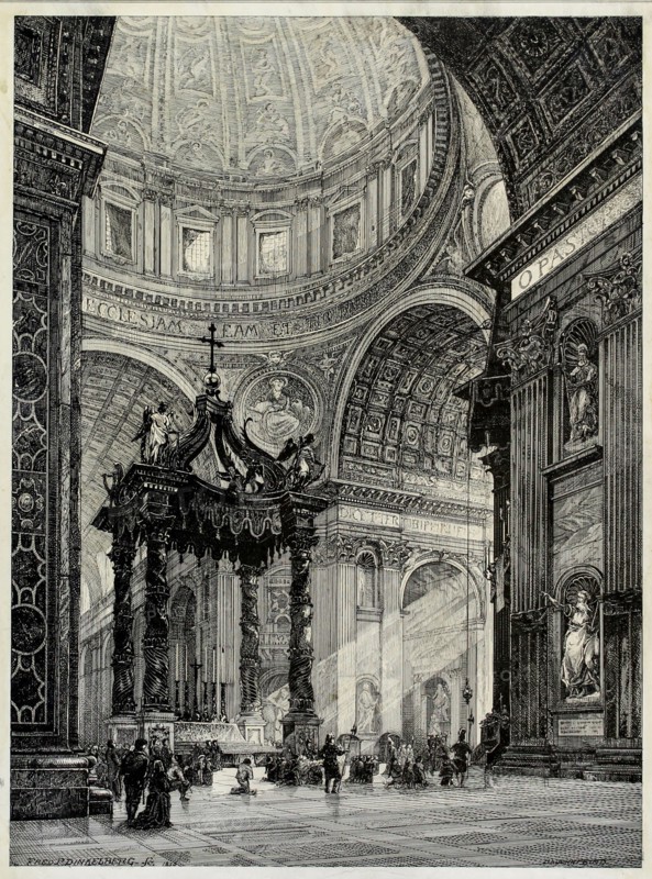 Saint Peter's Basilica, Rome, Italy, Interior View, 1878. Creator: Frederick P Dinkelberg.