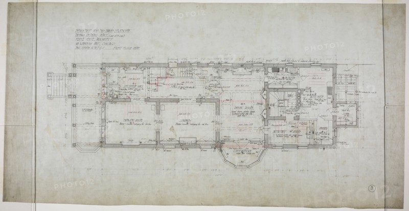 David Lewinsohn House, Chicago, Illinois, First Floor Plan, 1898. Creator: Frederick Louis Foltz.