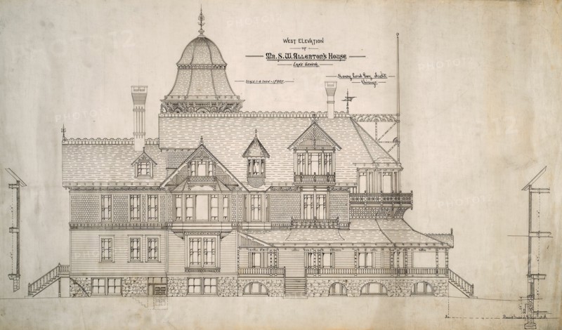 House for Mr. S.W. Allerton, Lake Geneva, Wisconsin: West Elevation, c. 1884. Creator: Henry Lord Gay.