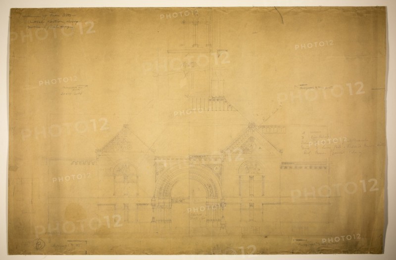 Proposed Fine Arts Museum, World's Columbian Exposition, Chicago, Entrance Elevation, c. 1890. Creator: John Wellborn Root.