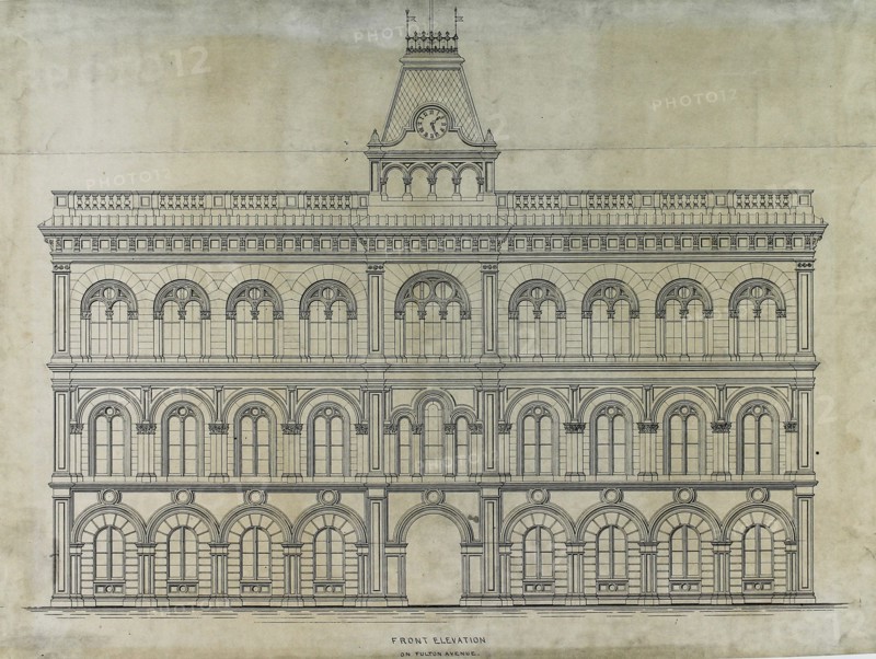 Kings County Courthouse Competition, Chicago, Illinois, Elevation, c. 1869. Creator: Peter Bonnett Wight.