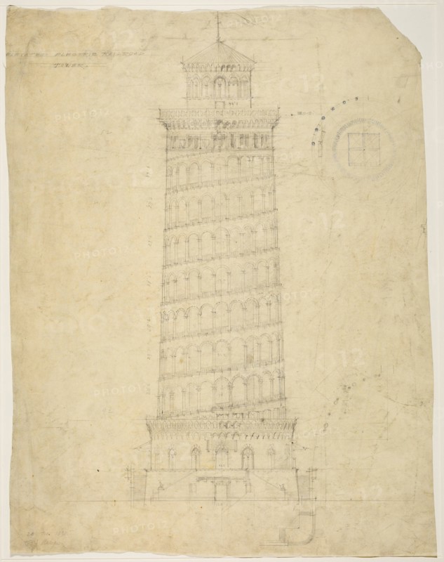 World's Columbian Exposition Elevated Electric Railroad Tower, Chicago, Illinois, Elevation, 1892. Creator: Peter Joseph Weber.
